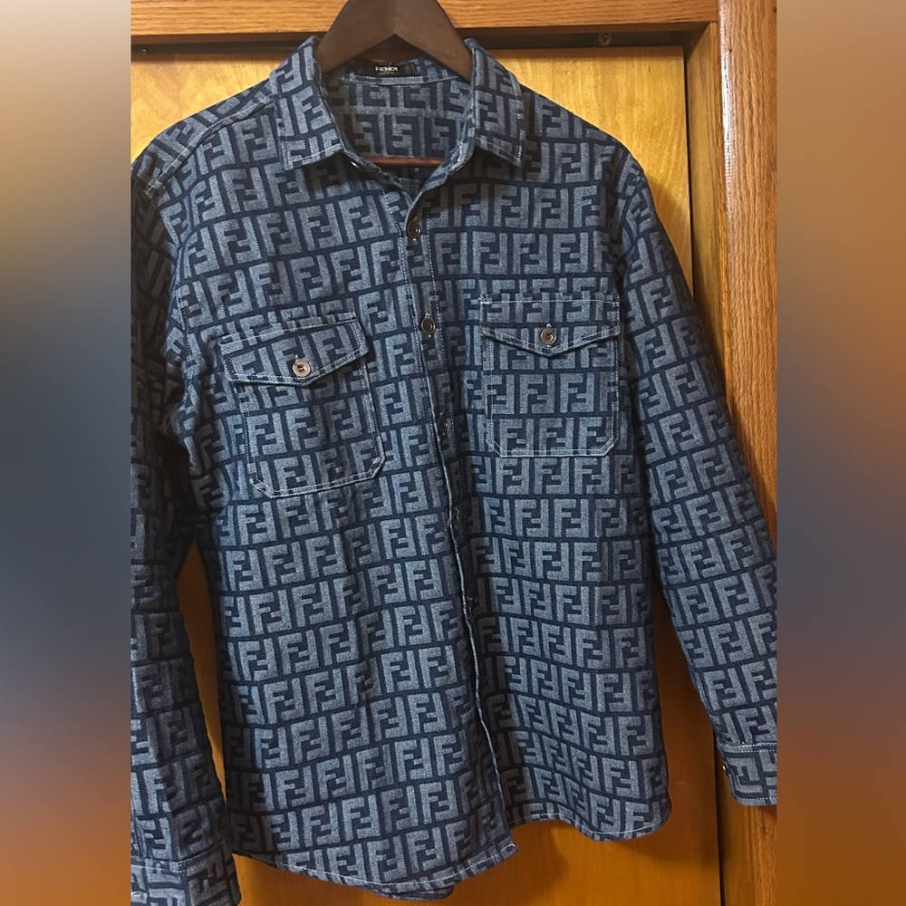 Men’s Fendi Monogram Denim Shirt Large